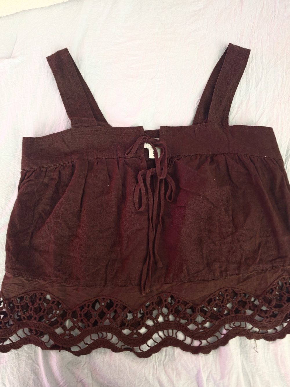 Rachel Zoe Burgundy Crochet-Hem Camisole